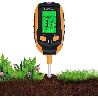 Wigearss 4-in-1 meter, pH-meter, bodemvochtigheid, meter, bodemthermometer, thermometer en zonnelichtmeter voor planten Wigearss 4-in-1 meter, pH-meter, bodemvochtigheid, meter, bodemthermometer, thermometer en zonnelichtmeter voor planten