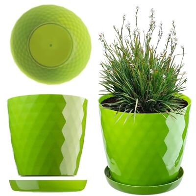 KADAX Elegante bloempot, plantenpot met schotel, ronde bloempot van kunststof, bloempot voor bloemen, bloempot voor binnen KADAX Elegante bloempot, plantenpot met schotel, ronde bloempot van kunststof, bloempot voor bloemen, bloempot voor binnen