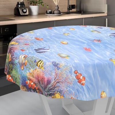 ANRO Afwasbaar tafelzeil, tuintafelkleed, voor binnen en buiten, rond, met snijrand, 140 cm ANRO Afwasbaar tafelzeil, tuintafelkleed, voor binnen en buiten, rond, met snijrand, 140 cm