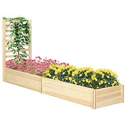 Outsunny Bloembak met houten latwerk, 230 x 60 x 110 cm, natuurlijk houteffect Outsunny Bloembak met houten latwerk, 230 x 60 x 110 cm, natuurlijk houteffect