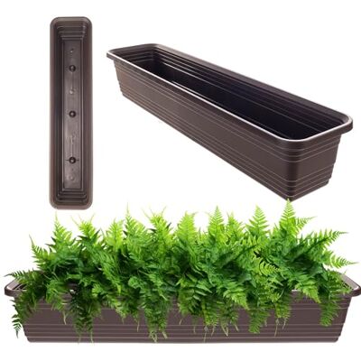 KADAX Bloembak 80 cm, mokka balkonpot van kunststof, weerbestendig, bloempot, balkonkluisje voor bloemen, kruiden en planten KADAX Bloembak 80 cm, mokka balkonpot van kunststof, weerbestendig, bloempot, balkonkluisje voor bloemen, kruiden en planten