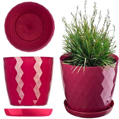 KADAX Elegante bloempot, plantenpot met schotel, ronde bloempot van kunststof, bloempot voor bloemen, bloempot voor binnen KADAX Elegante bloempot, plantenpot met schotel, ronde bloempot van kunststof, bloempot voor bloemen, bloempot voor binnen
