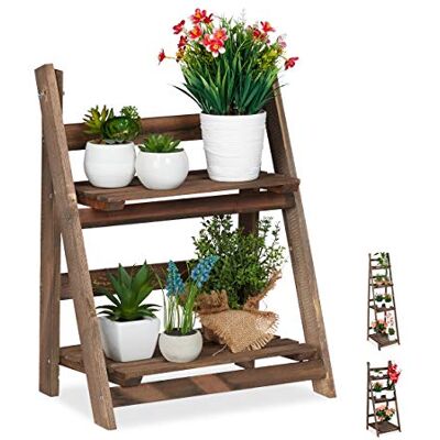 Relaxdays bloementrap, trap, bloemen, hout, 2 niveaus, opvouwbaar, plantenladder, HlP 51,5 x 41 x 24 cm, bruin Relaxdays bloementrap, trap, bloemen, hout, 2 niveaus, opvouwbaar, plantenladder, HlP 51,5 x 41 x 24 cm, bruin