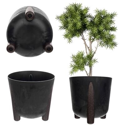 KADAX Ronde bloempot van kunststof met binneninzetstuk, decoratieve bloempot voor binnen en buiten, zwart, 30 cm KADAX Ronde bloempot van kunststof met binneninzetstuk, decoratieve bloempot voor binnen en buiten, zwart, 30 cm