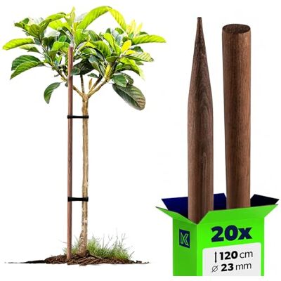 KADAX 20 stuks houten stokken, geïmpregneerd hout, 120 cm x 23 mm, voor planten, bomen, tomaten en struiken KADAX 20 stuks houten stokken, geïmpregneerd hout, 120 cm x 23 mm, voor planten, bomen, tomaten en struiken