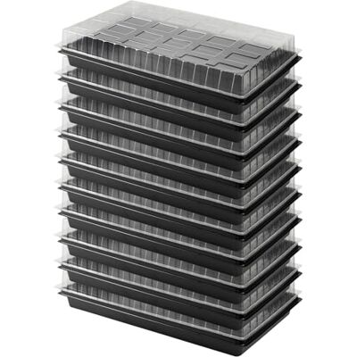 Pullmer Set van 10 broeikasbakken 52,5 x 31,5 x 5 cm, kunststof, transportcontainer, zonder bodemgaten, ideaal voor planten, kweken, tuin Pullmer Set van 10 broeikasbakken 52,5 x 31,5 x 5 cm, kunststof, transportcontainer, zonder bodemgaten, ideaal voor planten, kweken, tuin