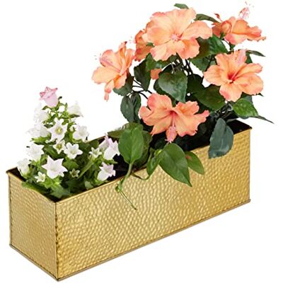 Relaxdays Bloembak, pot, kruidenplanten, metaal, rechthoekige bloembak, goudkleurig, ijzer, goud, 13,5 x 40 x 12,5 cm Relaxdays Bloembak, pot, kruidenplanten, metaal, rechthoekige bloembak, goudkleurig, ijzer, goud, 13,5 x 40 x 12,5 cm