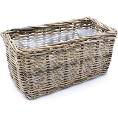 Spetebo Plantenbak van natuurlijk wilgenhout, 40 cm/vierkant, rotan bloemenmand met folie, tuindecoratie, bloempot Spetebo Plantenbak van natuurlijk wilgenhout, 40 cm/vierkant, rotan bloemenmand met folie, tuindecoratie, bloempot