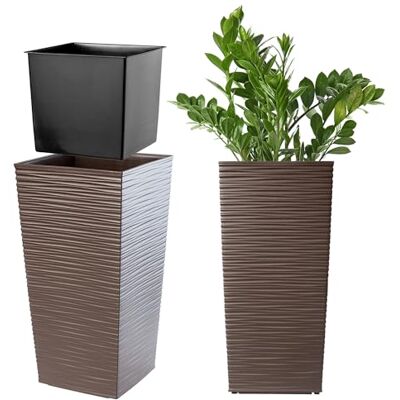 KADAX Bloem/plantenpot, kunststof pot, voor binnen en buiten, tuin, balkon, terras, huis, weerbestendig, imitatie-rotan, 36,5 cm hoog, mokka KADAX Bloem/plantenpot, kunststof pot, voor binnen en buiten, tuin, balkon, terras, huis, weerbestendig, imitatie-rotan, 36,5 cm hoog, mokka