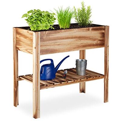 Relaxdays Vierkante moestuin hout, groente, kruiden, tuin, balkon, vrijstaande bloembak, h x b x d: 80 x 88 x 43,5 cm, gevlamd hout Relaxdays Vierkante moestuin hout, groente, kruiden, tuin, balkon, vrijstaande bloembak, h x b x d: 80 x 88 x 43,5 cm, gevlamd hout