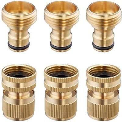 Relaxdays 3 stuks 3/4 inch messing slangkoppelingen snelkoppeling en slangaansluiting voor tuinslang goud Relaxdays 3 stuks 3/4 inch messing slangkoppelingen snelkoppeling en slangaansluiting voor tuinslang goud
