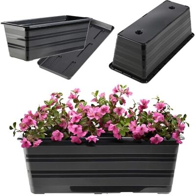 KADAX Plantenbak met onderzetters, bloempot van kunststof, weerbestendig, voor leuningen van 40 cm, antraciet KADAX Plantenbak met onderzetters, bloempot van kunststof, weerbestendig, voor leuningen van 40 cm, antraciet