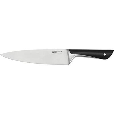 Tefal Jamie Oliver by K26701 koksmes 20 cm hoge snijprestaties onderscheidend design robuuste en duurzame messen roestvrij staal/zwart Tefal Jamie Oliver by K26701 koksmes 20 cm hoge snijprestaties onderscheidend design robuuste en duurzame messen roestvrij staal/zwart