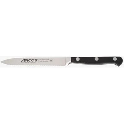 Arcos Clasica Serie Tomatenmes Lemmet van roestvrij staal gesmeed nitrum 130 mm Polyoxymethyleen handvat (pom) kleur zwart Arcos Clasica Serie Tomatenmes Lemmet van roestvrij staal gesmeed nitrum 130 mm Polyoxymethyleen handvat (pom) kleur zwart
