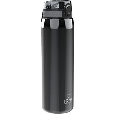 Ion8 Lekbestendig 1 liter sportwaterfles, roestvrij staal, 1200 ml, grijs Ion8 Lekbestendig 1 liter sportwaterfles, roestvrij staal, 1200 ml, grijs