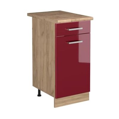 Vicco Meuble bas de cuisine "R-Line", Rouge brillant/Chêne doré 40 cm Vicco Meuble bas de cuisine "R-Line", Rouge brillant/Chêne doré 40 cm