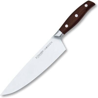 3 Claveles Nørden koksmes, gesmeed, 20 cm, roestvrij staal, houten handvat, eiken 3 Claveles Nørden koksmes, gesmeed, 20 cm, roestvrij staal, houten handvat, eiken