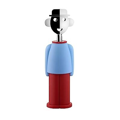 Alessi Alessandro M. AM23 LAZR kurkentrekker, design, van thermoplastisch hars en Zamak verchroomd, blauw en rood Alessi Alessandro M. AM23 LAZR kurkentrekker, design, van thermoplastisch hars en Zamak verchroomd, blauw en rood