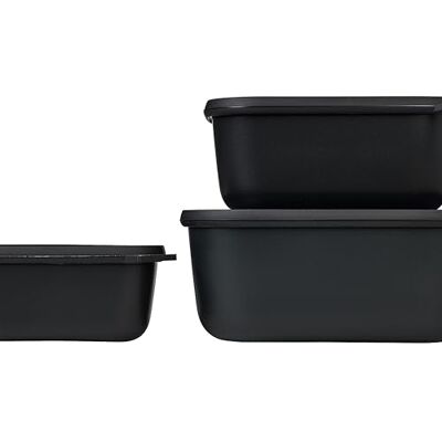 Mepal Cirqula rechthoekige set van 3 Nordisch zwart maaltijdbereiding inhoud 750, 1500, 3000 ml voedseldoos lekvrij magnetron en vriezer bestendig Mepal Cirqula rechthoekige set van 3 Nordisch zwart maaltijdbereiding inhoud 750, 1500, 3000 ml voedseldoos lekvrij magnetron en vriezer bestendig