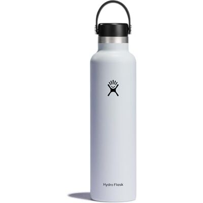 Hydro Flask 709 ml waterfles. Roestvrij stalen geïsoleerde waterfles met flexibele lekvrije dop en poedercoating. BPA-vrij. Standaardhals, wit Hydro Flask 709 ml waterfles. Roestvrij stalen geïsoleerde waterfles met flexibele lekvrije dop en poedercoating. BPA-vrij. Standaardhals, wit