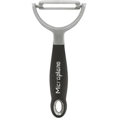 Microplane Professionele Y-dunschiller, recht lemmet, eenvoudig en gelijkmatig schillen van groenten en fruit, dubbel scherp lemmet van roestvrij staal, schillen Microplane Professionele Y-dunschiller, recht lemmet, eenvoudig en gelijkmatig schillen van groenten en fruit, dubbel scherp lemmet van roestvrij staal, schillen