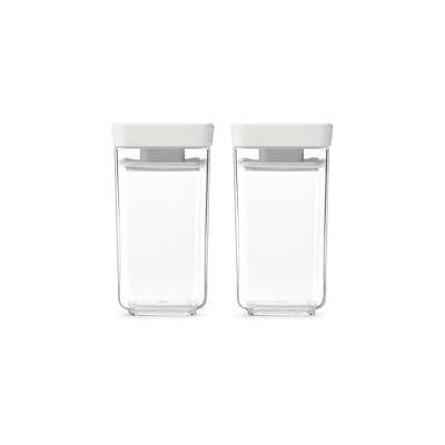 Brabantia Tasty+ stapelbare mini-containerset, luchtdichte containers voor specerijen en kruiden, 2 containers van 0,15 l van transparant BPA-vrij kunststof met siliconen afdichting, lichtgrijs Brabantia Tasty+ stapelbare mini-containerset, luchtdichte containers voor specerijen en kruiden, 2 containers van 0,15 l van transparant BPA-vrij kunststof met siliconen afdichting, lichtgrijs