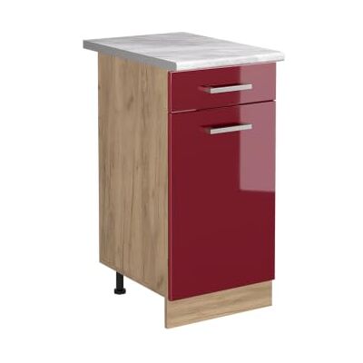 Vicco Meuble bas de cuisine "R-Line", Rouge brillant/Chêne doré 40 cm Vicco Meuble bas de cuisine "R-Line", Rouge brillant/Chêne doré 40 cm