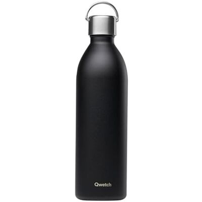QWETCH Thermosfles Active zwart 1 liter Drinkfles met handvat van gerecycled roestvrij staal 24 uur koud en 12 uur warm Waterdicht, BPA-vrij en compact QWETCH Thermosfles Active zwart 1 liter Drinkfles met handvat van gerecycled roestvrij staal 24 uur koud en 12 uur warm Waterdicht, BPA-vrij en compact