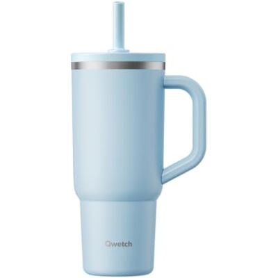 QWETCH Travel Cup 900 ml lekvrije geïsoleerde beker met inklapbaar rietje van gerecycled roestvrij staal met handvat houdt 48 uur koud en 12 uur koud QWETCH Travel Cup 900 ml lekvrije geïsoleerde beker met inklapbaar rietje van gerecycled roestvrij staal met handvat houdt 48 uur koud en 12 uur koud