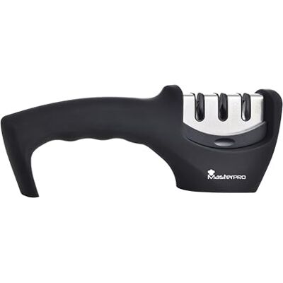 MasterPRO FOODIES COLLECTION Messenslijper van roestvrij staal, 19 x 7,8 x 7 cm, ergonomisch design, 100% anti-aanbaklaag, gemakkelijk te reinigen siliconen coating, vrij van giftige stoffen MasterPRO FOODIES COLLECTION Messenslijper van roestvrij staal, 19 x 7,8 x 7 cm, ergonomisch design, 100% anti-aanbaklaag, gemakkelijk te reinigen siliconen coating, vrij van giftige stoffen