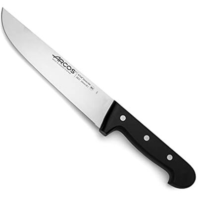 Arcos Universele serie, slagersmes, lemmet van roestvrij staal nitrum 200 mm, handvat van polyoxymethyleen, POM kleur zwart Arcos Universele serie, slagersmes, lemmet van roestvrij staal nitrum 200 mm, handvat van polyoxymethyleen, POM kleur zwart