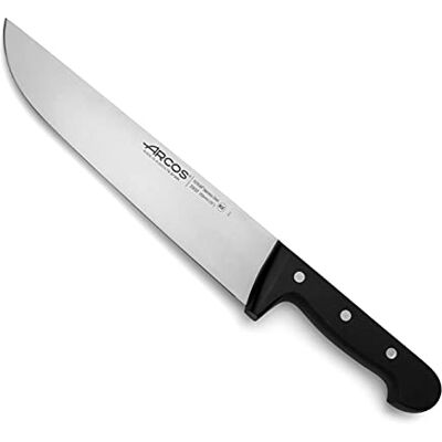Arcos Slagersmes met lemmet van nitrum roestvrij staal 250 mm. 353 g. Professioneel slagersmes, ergonomische handgreep POM. Universele serie. Kleur: zwart. Arcos Slagersmes met lemmet van nitrum roestvrij staal 250 mm. 353 g. Professioneel slagersmes, ergonomische handgreep POM. Universele serie. Kleur: zwart.