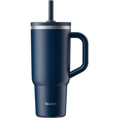 QWETCH Travel Cup Thermosbeker, 900 ml, waterdicht, met klaprietje, gerecyclede roestvrijstalen thermosbeker met handvat, houdt 48 uur ijs/12 uur koud, thermosbeker, drinkfles compatibel met QWETCH Travel Cup Thermosbeker, 900 ml, waterdicht, met klaprietje, gerecyclede roestvrijstalen thermosbeker met handvat, houdt 48 uur ijs/12 uur koud, thermosbeker, drinkfles compatibel met