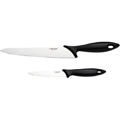 Fiskars Messenset, 2-delig Essential, roestvrij staal/PP-kunststof, zwart, Essential, 1065582 Fiskars Messenset, 2-delig Essential, roestvrij staal/PP-kunststof, zwart, Essential, 1065582