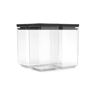 Brabantia Tasty+ stapelbare containers (2 x 1,6 l + 1 x 3,5 l), luchtdichte voedselcontainers met siliconen afdichting, voor droge en natte levensmiddelen, suiker, meel, donkergrijs Brabantia Tasty+ stapelbare containers (2 x 1,6 l + 1 x 3,5 l), luchtdichte voedselcontainers met siliconen afdichting, voor droge en natte levensmiddelen, suiker, meel, donkergrijs