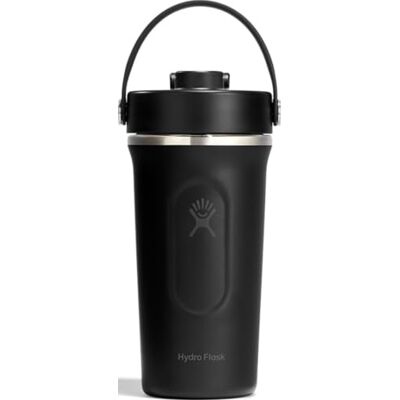 Hydro Flask 710 ml geïsoleerde roestvrijstalen shakerfles lekvrije opklapbare schenktuit voor eiwitdranken en supplementen garde bal 24 uur koud zwart Hydro Flask 710 ml geïsoleerde roestvrijstalen shakerfles lekvrije opklapbare schenktuit voor eiwitdranken en supplementen garde bal 24 uur koud zwart