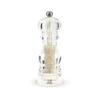 Peugeot Nancy zoutmolen 18 cm Klassiek maalsysteem Zirlionmechanisme voor Keltisch zirkoniumzout met roerblad Innovatie in poederzout Transparante acrylbehuizing Peugeot Nancy zoutmolen 18 cm Klassiek maalsysteem Zirlionmechanisme voor Keltisch zirkoniumzout met roerblad Innovatie in poederzout Transparante acrylbehuizing
