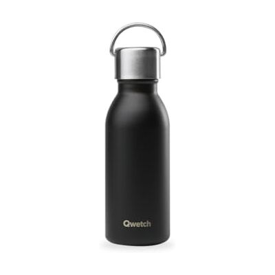 QWETCH Thermosfles, Actief, zwart, 350 ml, drinkfles met handvat van gerecycled roestvrij staal, 24 uur koud en 12 uur warm, waterdicht, BPA-vrij en compact QWETCH Thermosfles, Actief, zwart, 350 ml, drinkfles met handvat van gerecycled roestvrij staal, 24 uur koud en 12 uur warm, waterdicht, BPA-vrij en compact