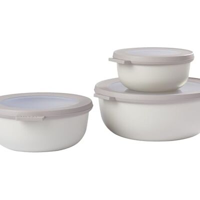 Mepal , set van 3 multifunctionele ronde Cirqula-kommen, bewaardozen voor voedsel met deksel, geschikt voor koelkast, magnetron en vriezer, 350, 750, 1250 ml, Nordic White Mepal , set van 3 multifunctionele ronde Cirqula-kommen, bewaardozen voor voedsel met deksel, geschikt voor koelkast, magnetron en vriezer, 350, 750, 1250 ml, Nordic White