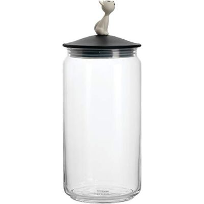 Alessi Ammi22 B Miòjar Kattenvoerpot van glas met deksel van thermoplastisch hars, zwart Alessi Ammi22 B Miòjar Kattenvoerpot van glas met deksel van thermoplastisch hars, zwart