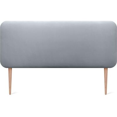 DHOME Gestoffeerd hoofdeinde, glad, afgerond, kunstleer, met poten, akoestisch, absorberend, voor slaapkamer (zilver, 145 cm) DHOME Gestoffeerd hoofdeinde, glad, afgerond, kunstleer, met poten, akoestisch, absorberend, voor slaapkamer (zilver, 145 cm)