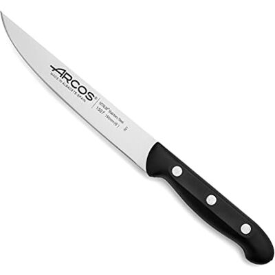 Arcos Schilmes van roestvrij staal. Professioneel keukenmes voor het schillen van groenten en fruit. Ergonomische handgreep van polyoxymethyleen en lemmet van 150 mm. Master Serie. Kleur zwart Arcos Schilmes van roestvrij staal. Professioneel keukenmes voor het schillen van groenten en fruit. Ergonomische handgreep van polyoxymethyleen en lemmet van 150 mm. Master Serie. Kleur zwart