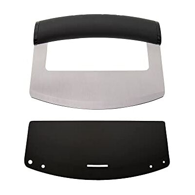 KitchenAid Mezzaluna mes met gebogen lemmet van roestvrij staal, 15 cm, zwart, op kaart KitchenAid Mezzaluna mes met gebogen lemmet van roestvrij staal, 15 cm, zwart, op kaart
