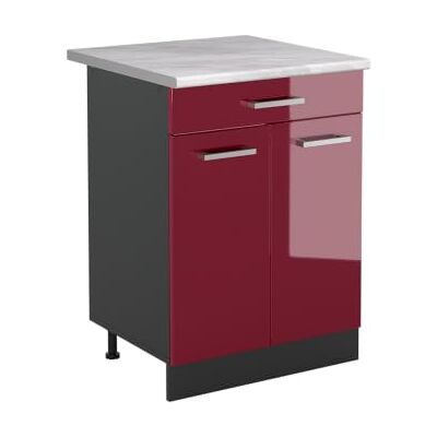 Vicco Meuble bas de cuisine "R-Line", Rouge brillant/Anthracite 60 cm Vicco Meuble bas de cuisine "R-Line", Rouge brillant/Anthracite 60 cm