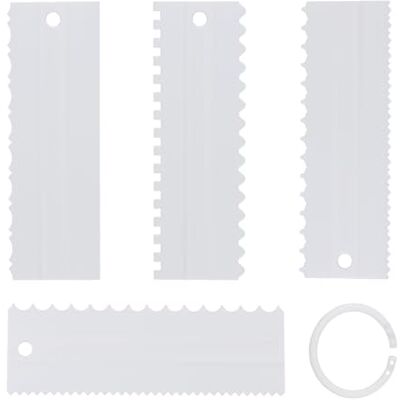 LWMLWM Set van 4 gladde plastic spatels voor botercrème Bakgereedschap Wit LWMLWM Set van 4 gladde plastic spatels voor botercrème Bakgereedschap Wit