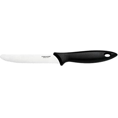 Fiskars Tomatenmes, Essential, totale lengte: 23 cm Roestvrij staal/PP-kunststof, zwart, Essential, 1065569 Fiskars Tomatenmes, Essential, totale lengte: 23 cm Roestvrij staal/PP-kunststof, zwart, Essential, 1065569