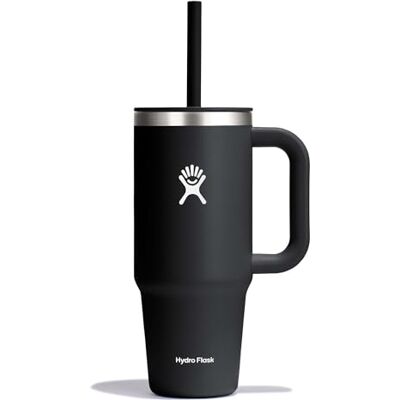 Hydro Flask Travel Tumbler 709ml (24oz) met afsluitbaar geperst rietjesdeksel Roestvrij staal Dubbelwandige vacuümisolatie Spatwaterdicht deksel Zwart Hydro Flask Travel Tumbler 709ml (24oz) met afsluitbaar geperst rietjesdeksel Roestvrij staal Dubbelwandige vacuümisolatie Spatwaterdicht deksel Zwart