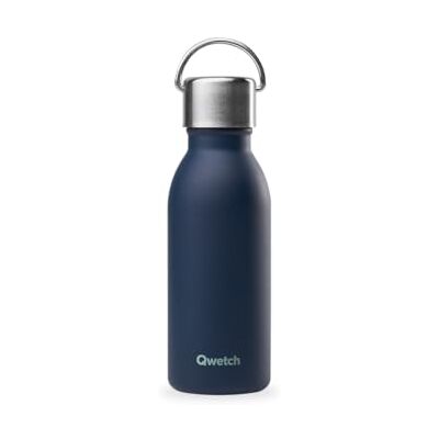 QWETCH Active thermosfles, marineblauw, 350 ml, drinkfles met handvat van gerecycled roestvrij staal, 24 uur koud en 12 uur warm, waterdicht en compact QWETCH Active thermosfles, marineblauw, 350 ml, drinkfles met handvat van gerecycled roestvrij staal, 24 uur koud en 12 uur warm, waterdicht en compact