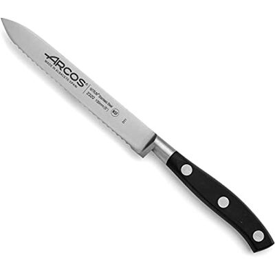 Arcos Forged Riviera tomatenmes 5 inch zwart roestvrij staal geavanceerd design met comfort en duurzaamheid zilveren technologie erie Riviera Arcos Forged Riviera tomatenmes 5 inch zwart roestvrij staal geavanceerd design met comfort en duurzaamheid zilveren technologie erie Riviera