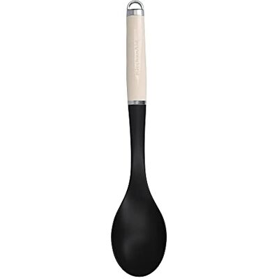 KitchenAid Keukenlepel van nylon, anti-aanbaklaag, handvat van roestvrij staal, kleur amandelwit en zwart KitchenAid Keukenlepel van nylon, anti-aanbaklaag, handvat van roestvrij staal, kleur amandelwit en zwart